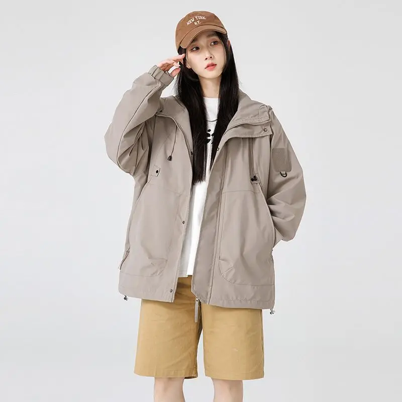 

Spring 2025 ex Outdoor Windproof Waterproof Casual Hooded Mountain Climbing Jaet Coat for Couples Youth ular Sle