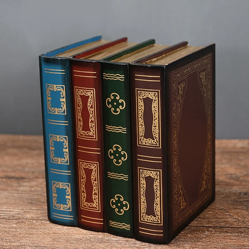 European Retro Storage Box Book Shape Storage Box Fake Book Wooden Jewelry Box Office Decoration Secret Item Storage Box