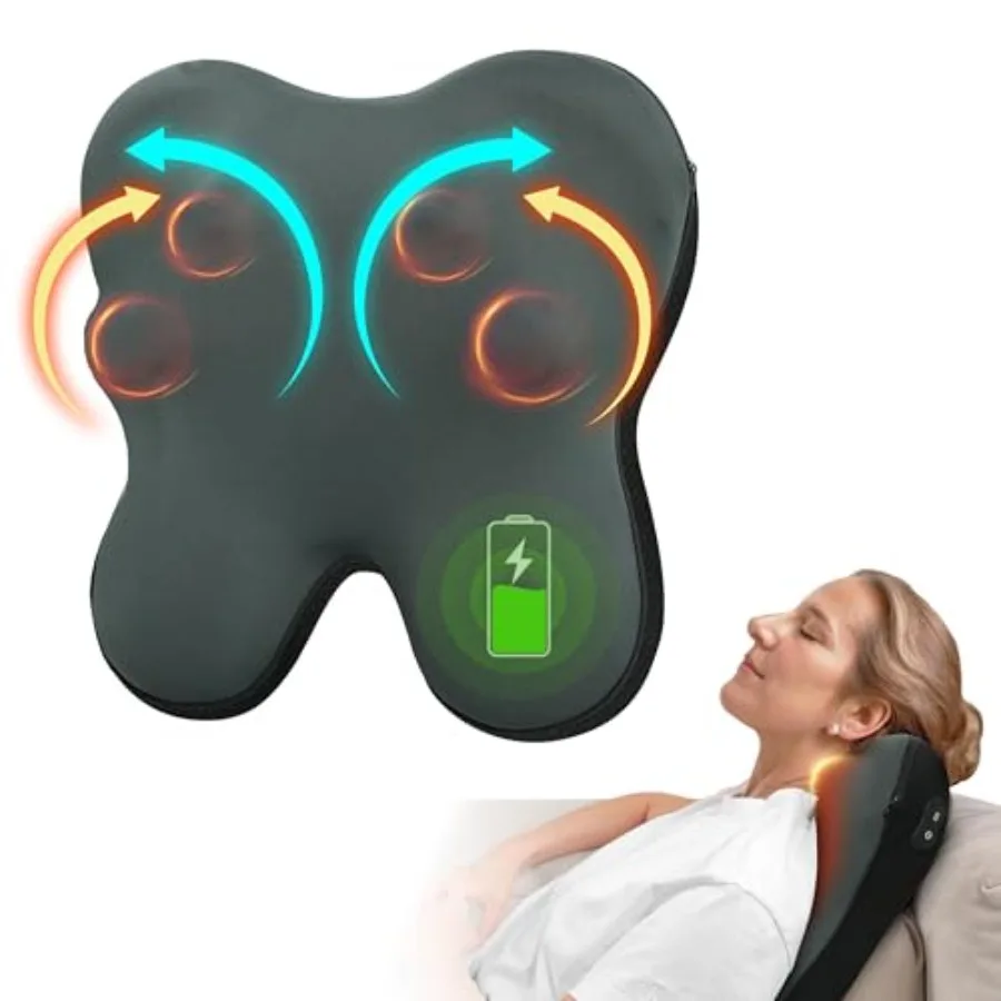 Cordless Back Massager FSA Eligible HSA Shiatsu Neck Massager with Heat for Muscle Pain Relief Kneading Massage Pillow for Neck