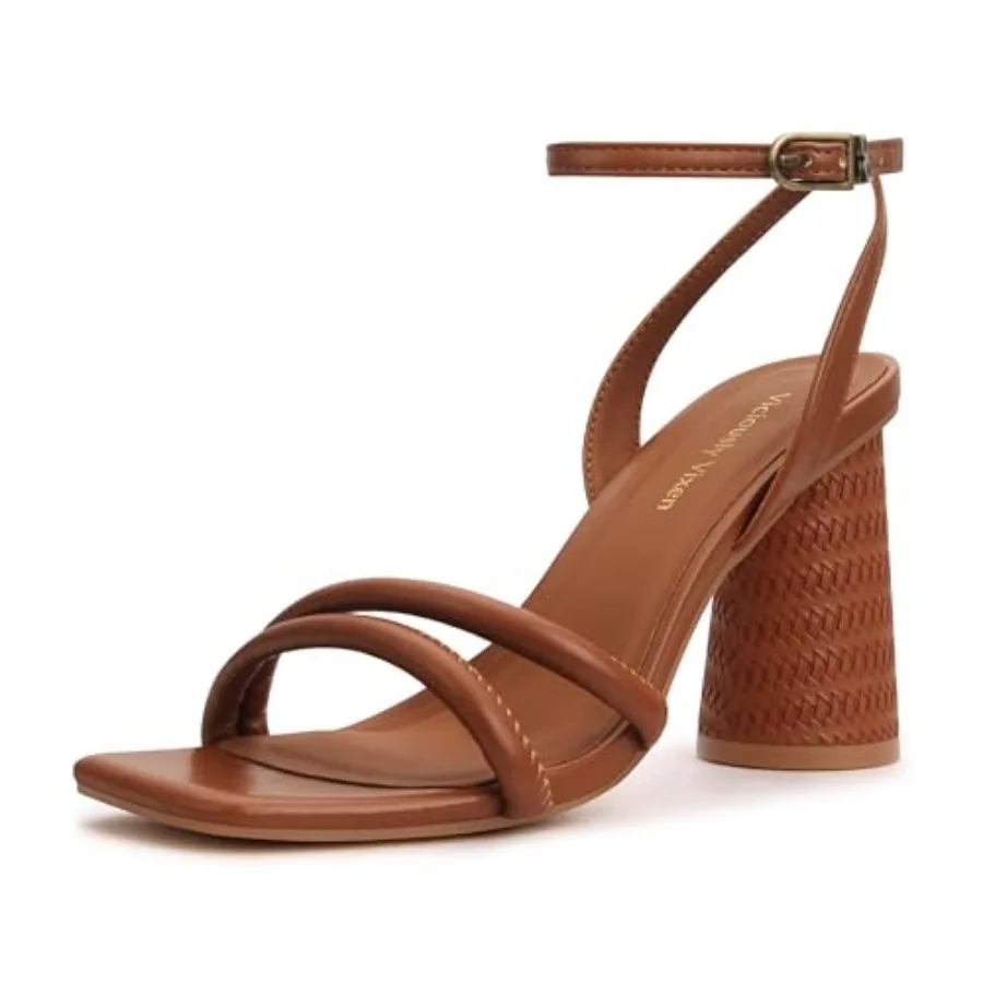 

Women's Block High Heels Square Toe Heeled Sandals Ankle Strap Shoes