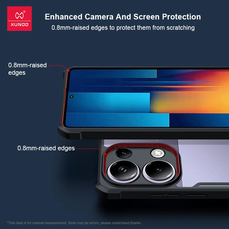 Xundd Case For Redmi Note 12 Pro 4G Case For Note 12 12S 4G 12 Turbo Built-in Airbag Dustproof Non-Slip Back Transparent Cover