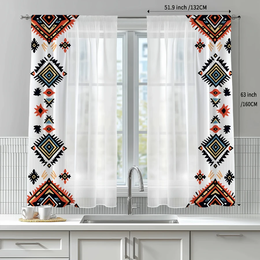 2PCS Digital Print Sheer Curta - огляд і ціна Home Office Rate