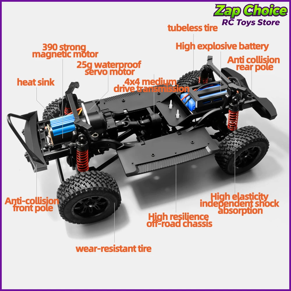 Mangniu MN128 1/12 High Torque Motor 4WD Electric RC Off-Road Rock Climbing Truck Anti-Slip Tires 2.4G Toy Gift for Boy Adult
