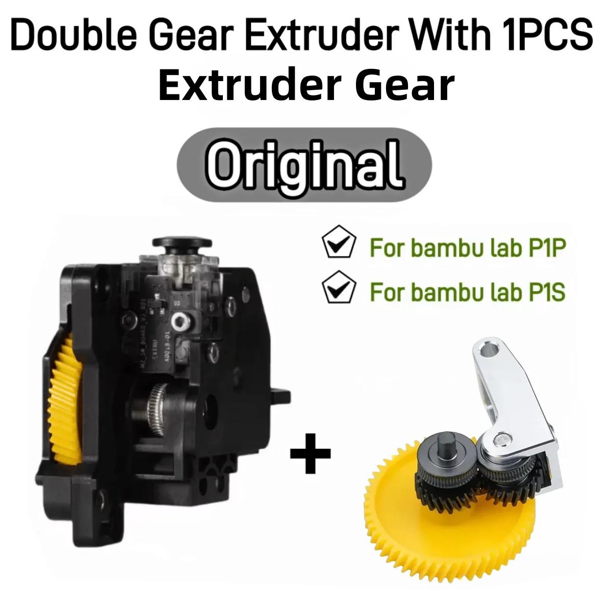 For Bambu Lab P1 Series Original Extruder with Upgrade Hardened Steel Extruder Gear Assembly For P1P/P1S 3D Printer Parts