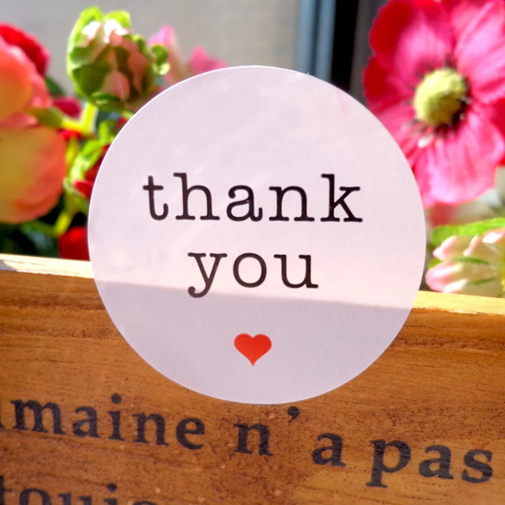

Round Business Label Thank You Labels Self-Adhesive Candy Bag Stickers For Bakery Cookies Shop Diy Packaging Red Heart