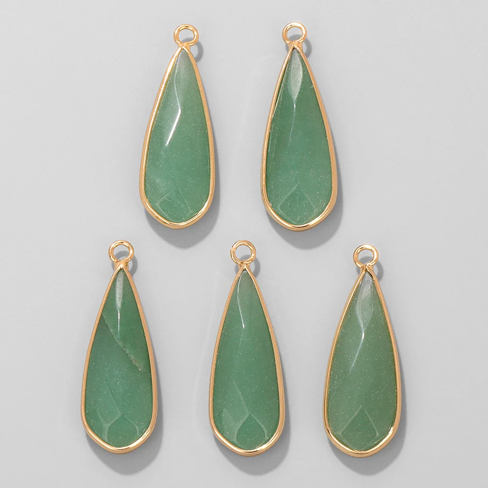 5PCS Fashion Water Drop Shape Stone Pendant 11x30MM Natural Amethyst Opal Agat Charm For Jewelry Making Necklace Earrings DIY - view 3