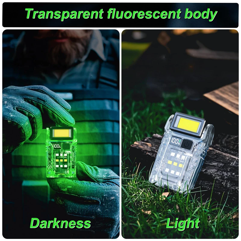다기능 미니 손전등, 소형 컴팩트 자석 LED 고휘도 플래시 라이트 걷기 응급 상황 자전거 타기 하이킹용