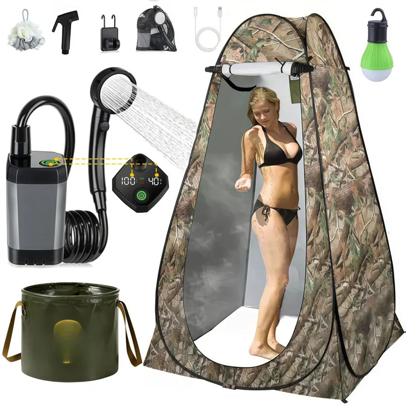 New Portable Camping Shower，Ultra-Long Battery Life Electric Mobile Shower