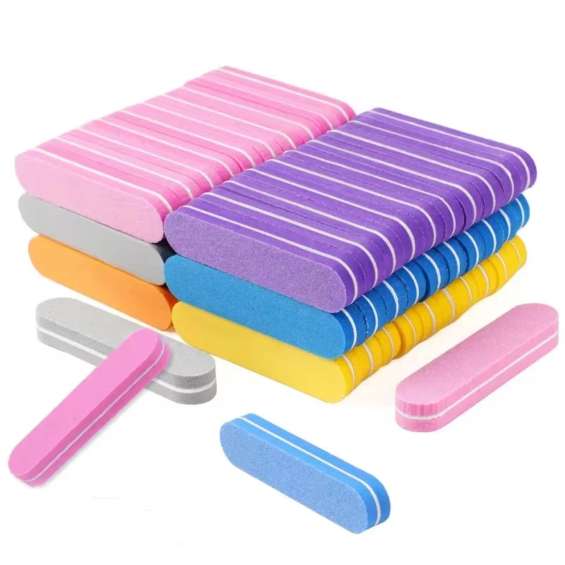 20Pcs Nail File Blocks Colorful 100/180 Grit Sponge Nail Polish Buffing Sanding Buffer Strips Polishing Pedicure Manicure Tools