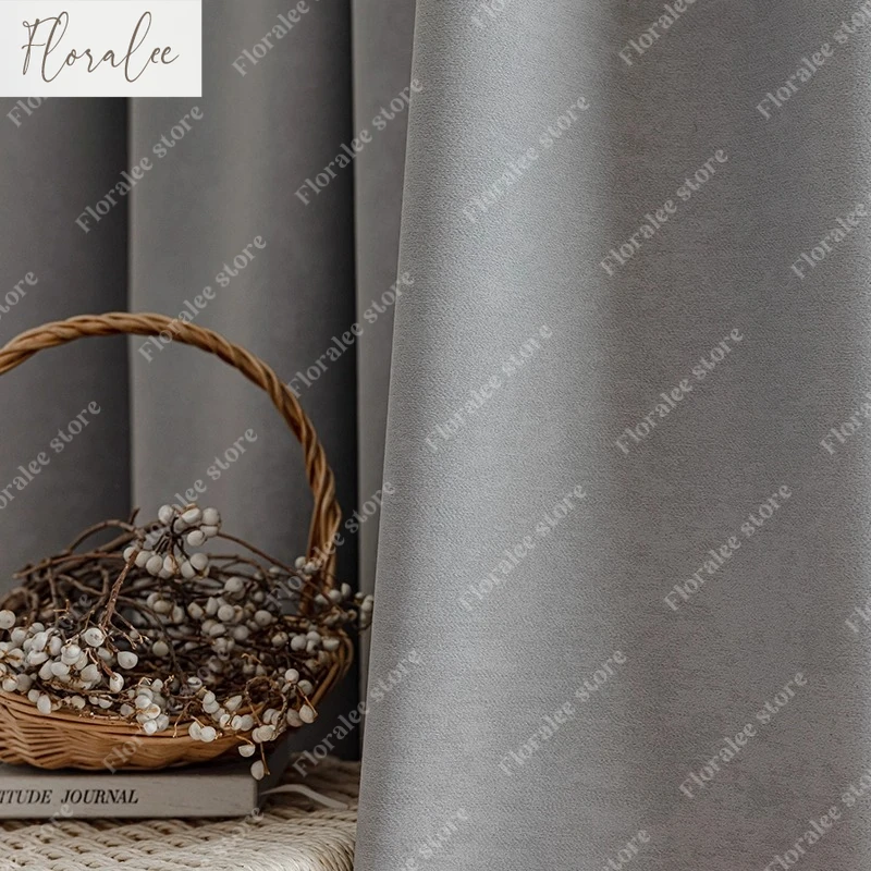 

Floralee Store Curtains Simple Solid Color Blackout Curtains for Living Room Bedroom Floor-to-ceiling Windows Customized Velvet
