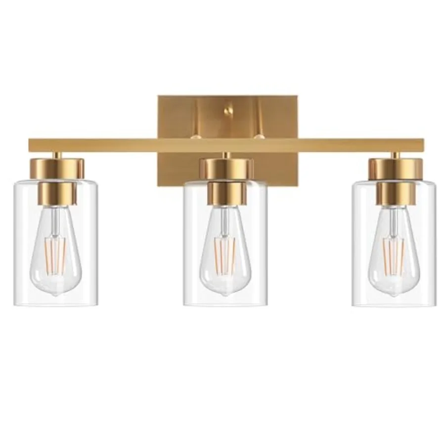 

Bathroom Light Fixtures, Brushed Gold Vanity Light with Clear Glass Shade, Modern Wall Sconce for Mirror Bedroom Living Room Ha