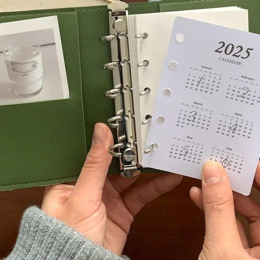 

Simple M5 Loose Leaf Notebook Blank Page PU Leather Mini Pocket Notebook Schedule Diary DIY Binder Notebook School