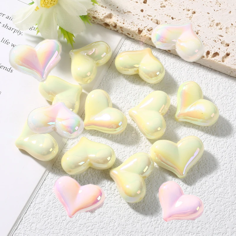 

50Pcs/set Heart Shape Focus Bead Acrylic Teether Loose Bead For DIY Necklace Pacifier Chain Crafts Jewelry Making Accessories