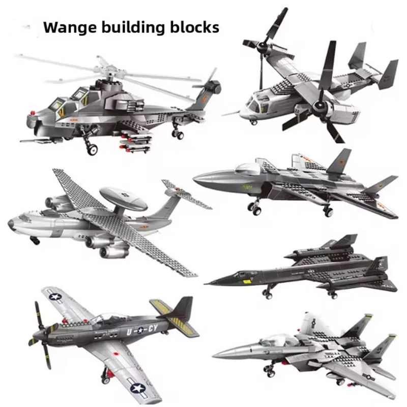 

New model building set of invisible Wild Mustang fighter jet and SR-71 reconnaissance aircraft educational assembly building toy
