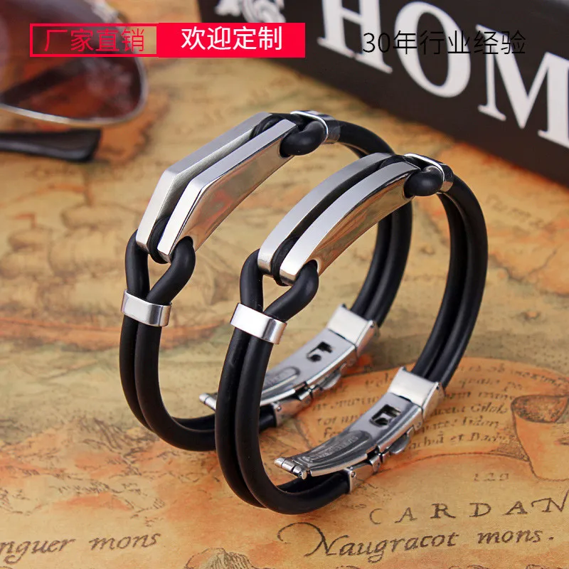 Fashion Lover Bracelet Women Men Polishing Stainless Steel Bracelets Arc rhombus Thick Clamp Metal Silicone Bangles Jewelry