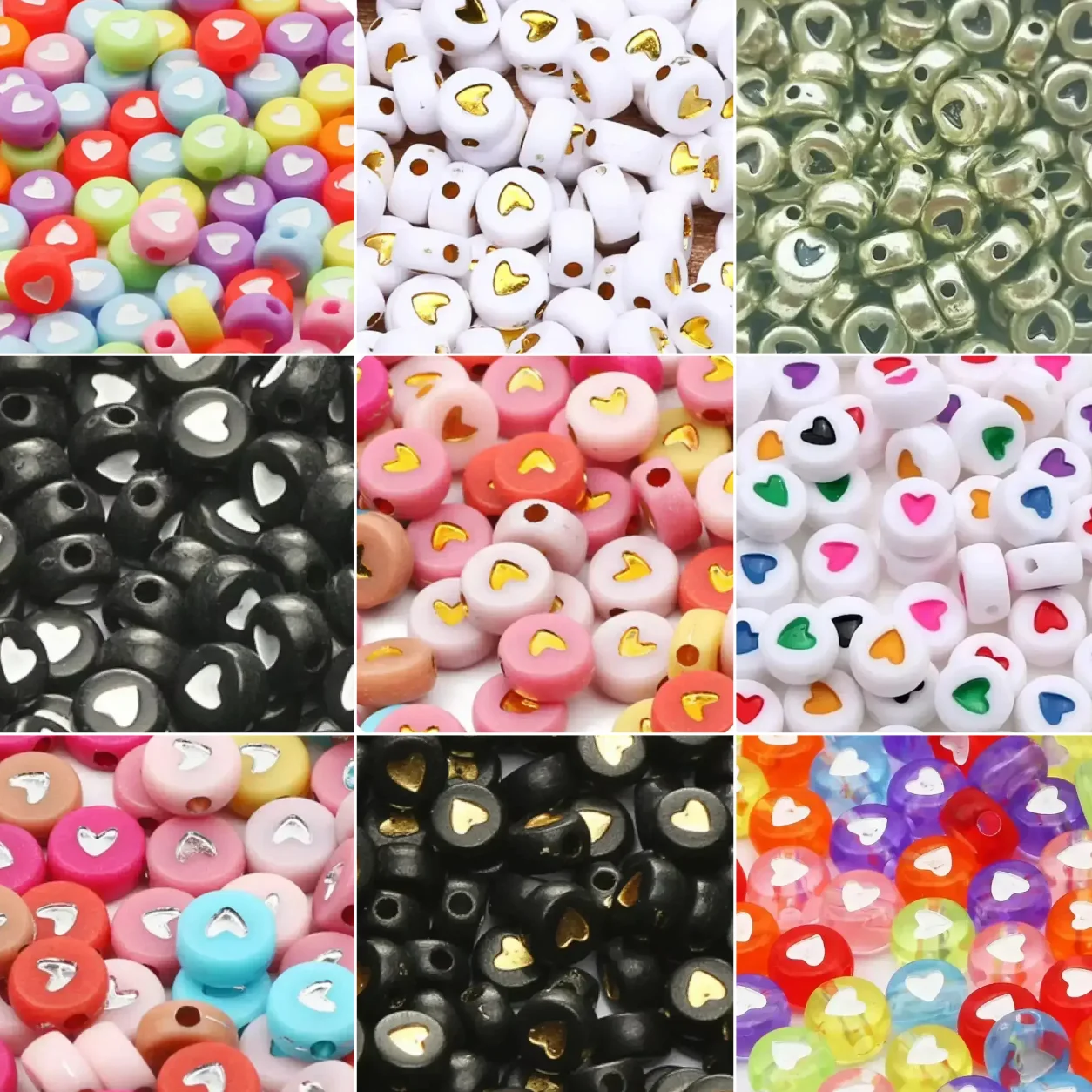 100-500PCS Acryl Liebe Herz Runde Perlen Bunte Lose Spacer Perlen für Schmuck Machen DIY Armband Halskette Ohrringe zubehör