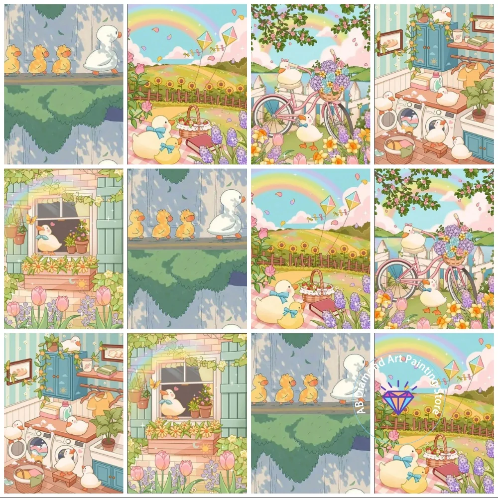 

Cartoon Cute Duck AB Diamond Painting Kit Square Round Diamond 5D DIY Mosaic Handmade Art Adult Exquisite Gift Home Decoration