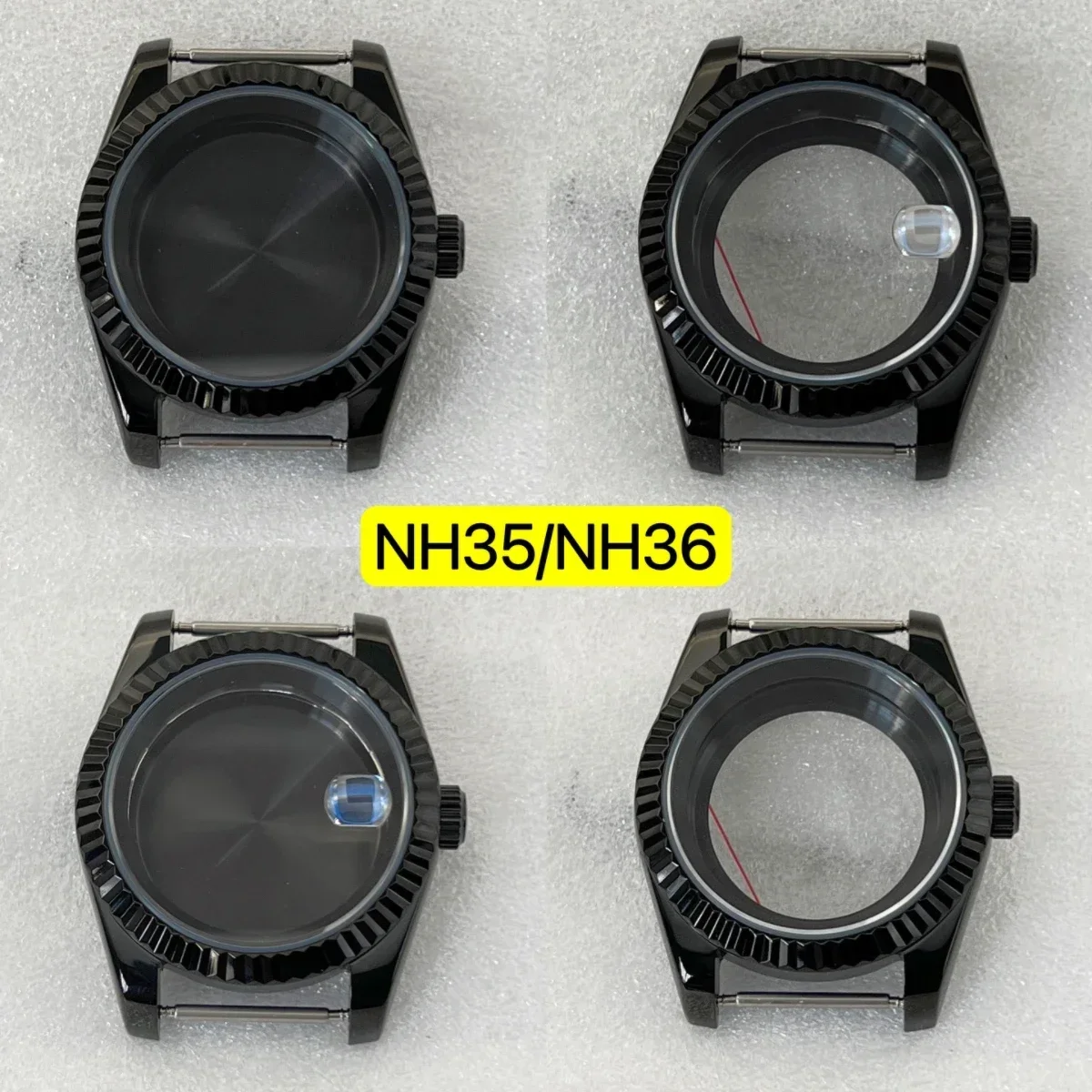 Black 39mm oyster case NH35 case sapphire glass crystal 10ATM waterproof for MOD Datejust NH35 NH36 automatic movement watch