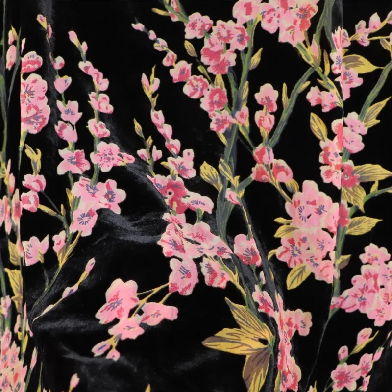 Woven brocade viscose printed mottled and burned velvet fabric sleeping dress cheongsam