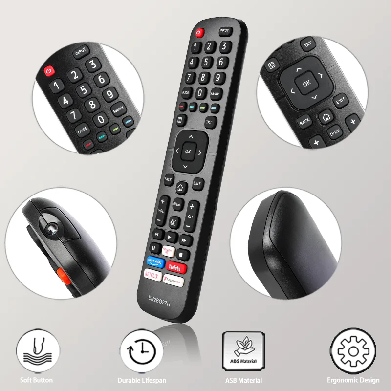 EN2BO27H لاستبدال جهاز التحكم عن بعد هايسنس مع أزرار Netflix YouTube و PrimeVideo، لتلفزيون هايسنس H43B7000 H43B7100 #2