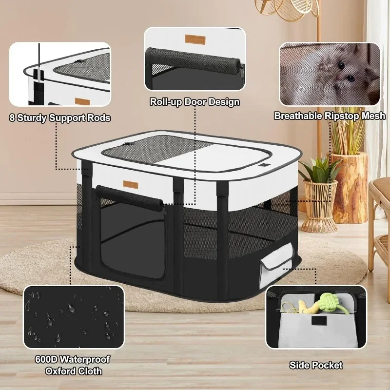 Dog Playpen - Foldable Cat Play Pens for Pubby, Kitten, Rabbit, Portable Pet Tent with Carring Bag for Indoor/Outdoor