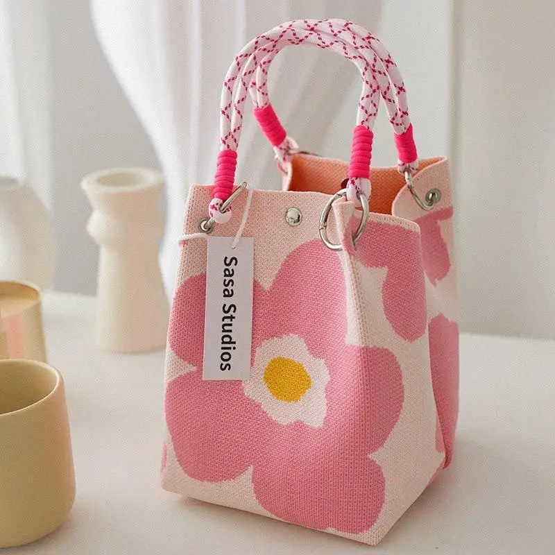 Multifunctional 2026 Knitted Handbag with 3D Magnetic Snap for Trendy Women