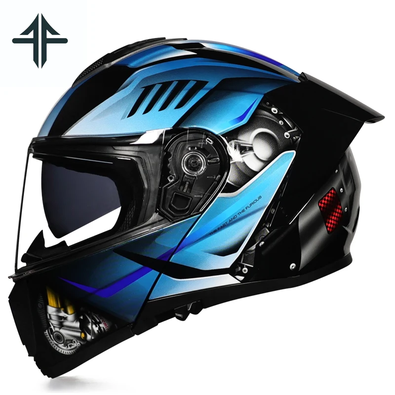 ORZ-B09 motorcycle helmet, open face helmet, large tail wing, motorcycle riding, double mirror full face helmet
