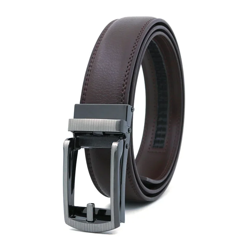 Men\'s Click Belt automatic buckle 130cm 140cm Comfort Leather Ratchet Dress with Slide Buckle -Adjustable Trim to Fit 120cm