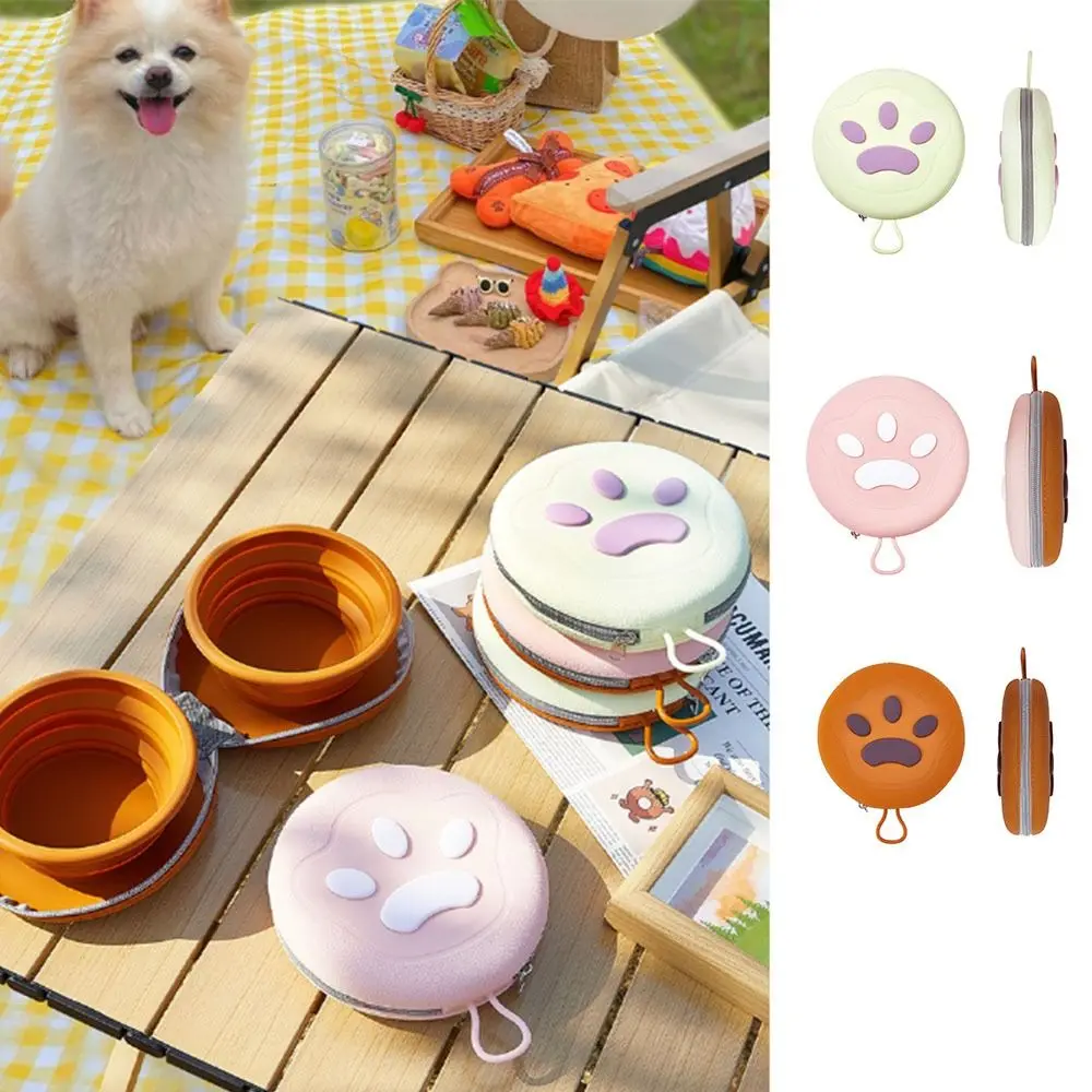 

Collapsible Pet Silicone Foldable Bowl Cat Paw Anti choking Puppy Food Container Slow Down Eating Multi-color Feeder Dish Bowl