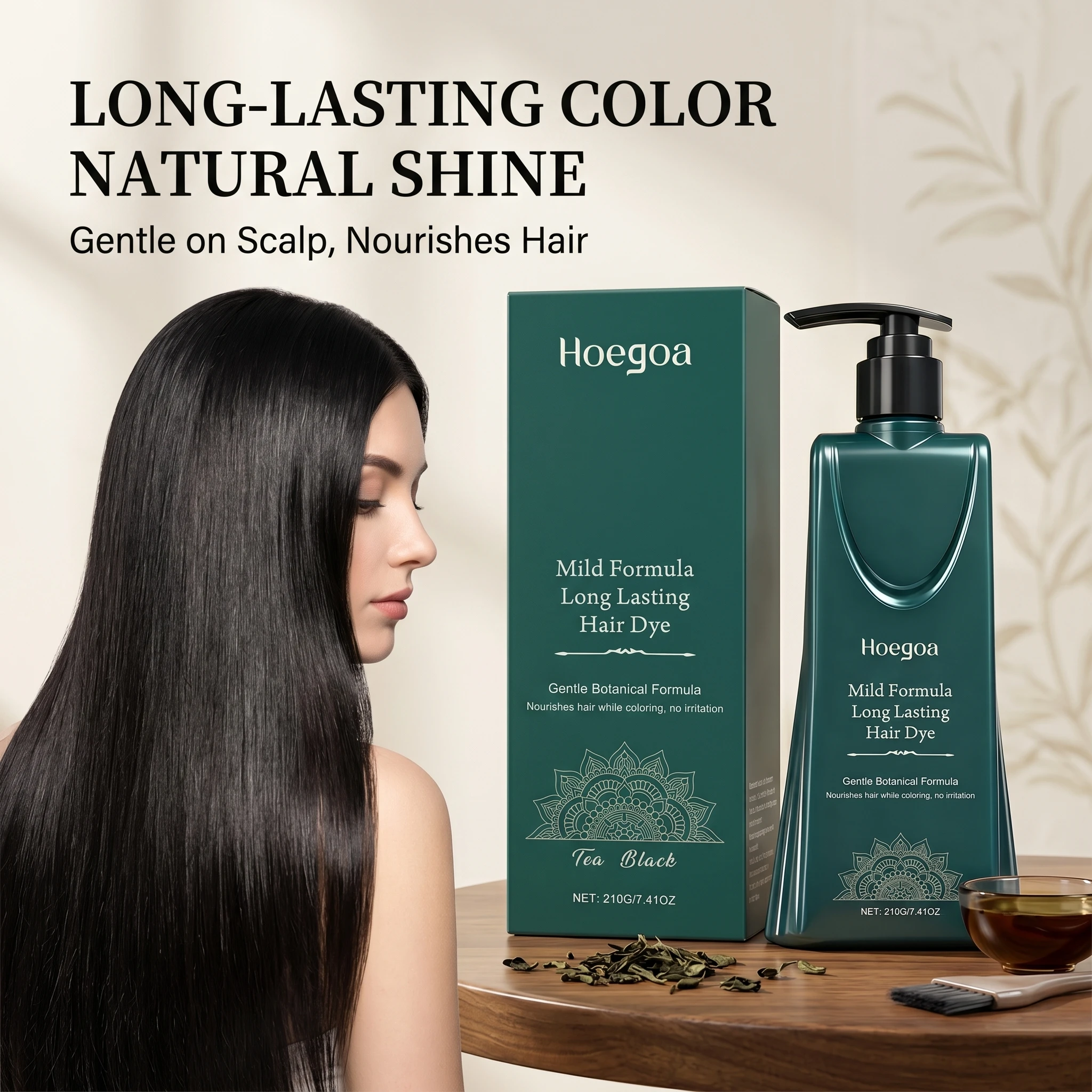 Long Lasting Hair Dye Botanical Hair Color Cream for Gray Coverage Natural Shades Nourishing Hair Easy Application 3 Colors