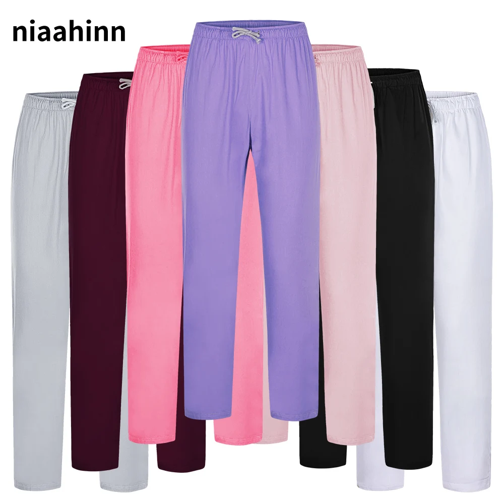 Reine Farbe Scrubs Hosen Krankenschwester Zubehör Labor Chirurgische Hosen Unisex Pet Arzt und Krankenschwester Uniform Arbeit Hosen Medizinische Arzt Hosen