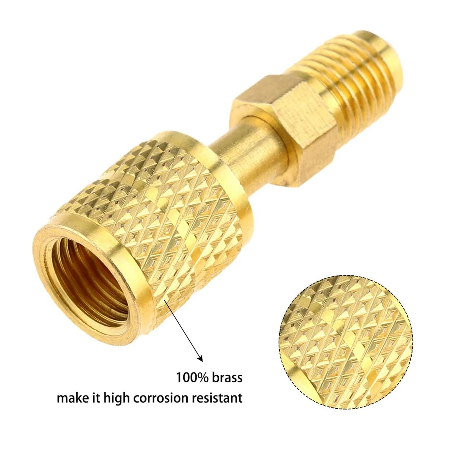 2 Stück Vakuumpumpen-Messingadapter R410a Adapter 5/16 SAE F Schnellkupplungen auf 1/4 SAE für Klimaanlagen-Adapter Schnellkupplung – Detail 10