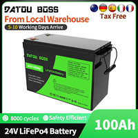 DATOUBOSS 24V 100Ah 2560Wh Lithium LiFePO4 Battery with 100A BMS Perfect for RV,Golf Cart,Solar Power System,Trolling Motor