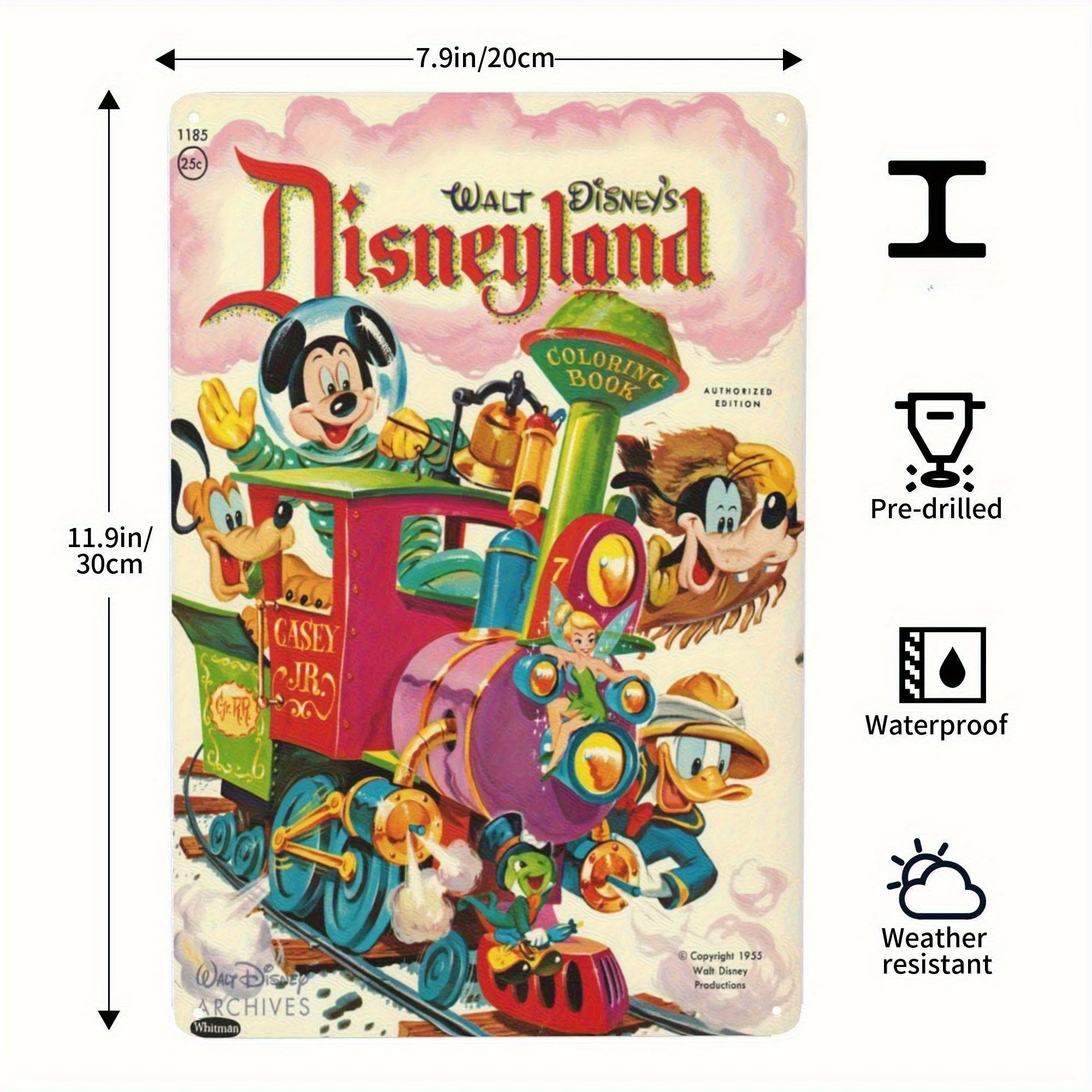 قطعة واحدة من فن الحائط المعدني ذو الألوان العتيقة من ديزني لاند - ملصق حديد ريترو مع ميكي ماوس، كاسي جونيور، والأصدقاء، مثالي لـ #2
