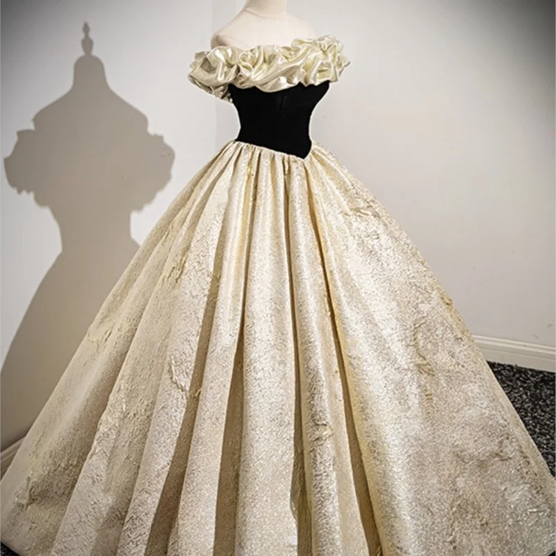 Robe d'hôte de banquet de performance vocale, champagne à une épaule, nouveau