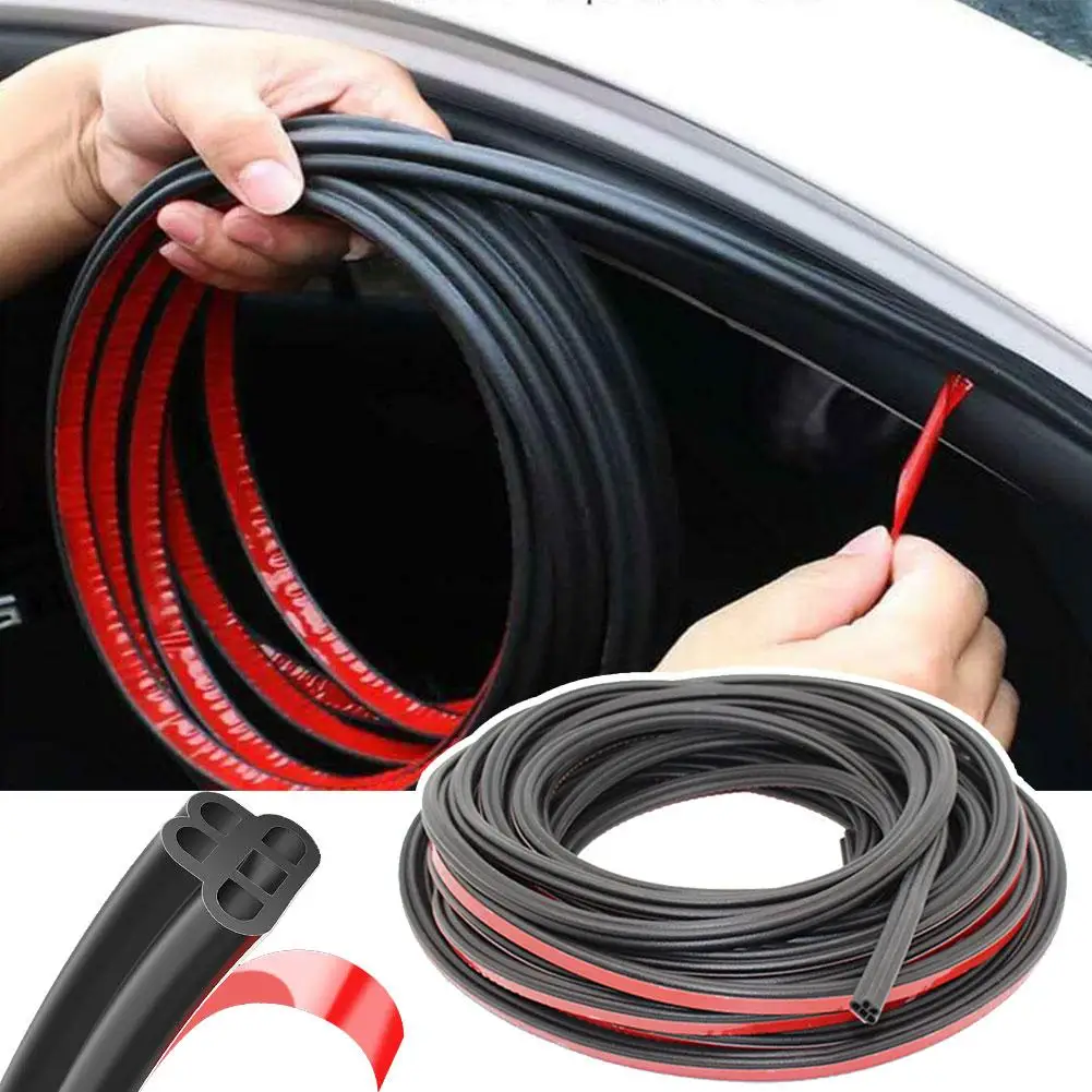 

16FT Car Door Weatherstrip Rubber Seal Strip 2-Layer Waterproof Noise Insulation Weather Strip Sealing Protector For Hood T P5H3