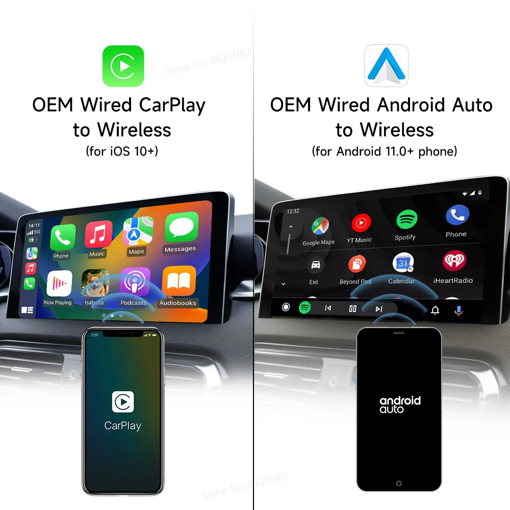 CarlinKit Wireless CarPlay Box Mini 3 Pro Android Auto Wireless Adapter USB Plug and Play Auto Connect for OEM Car Dual Mode