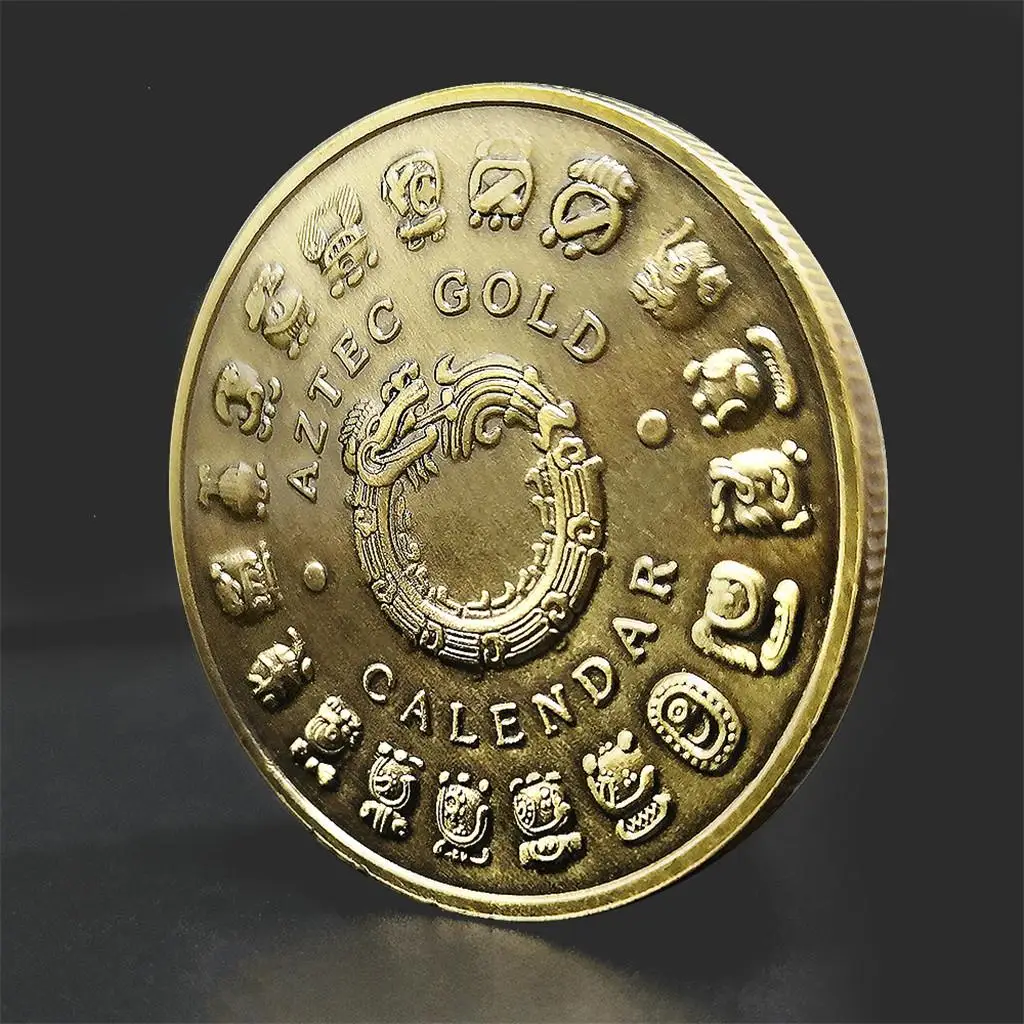 Mayan Bronze Coin Pyramid Commemorative Medallion Art Hobby Collection
