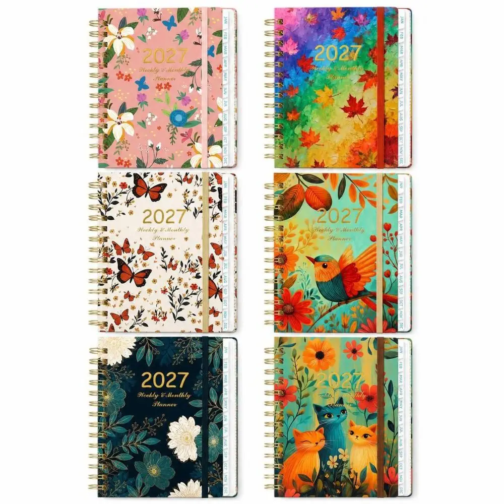 Floral Pattern 2027 Schedule Book A5 To Do List Daily Planner Book Textured PU Planner Reminder Planner Notebook Gift Giving
