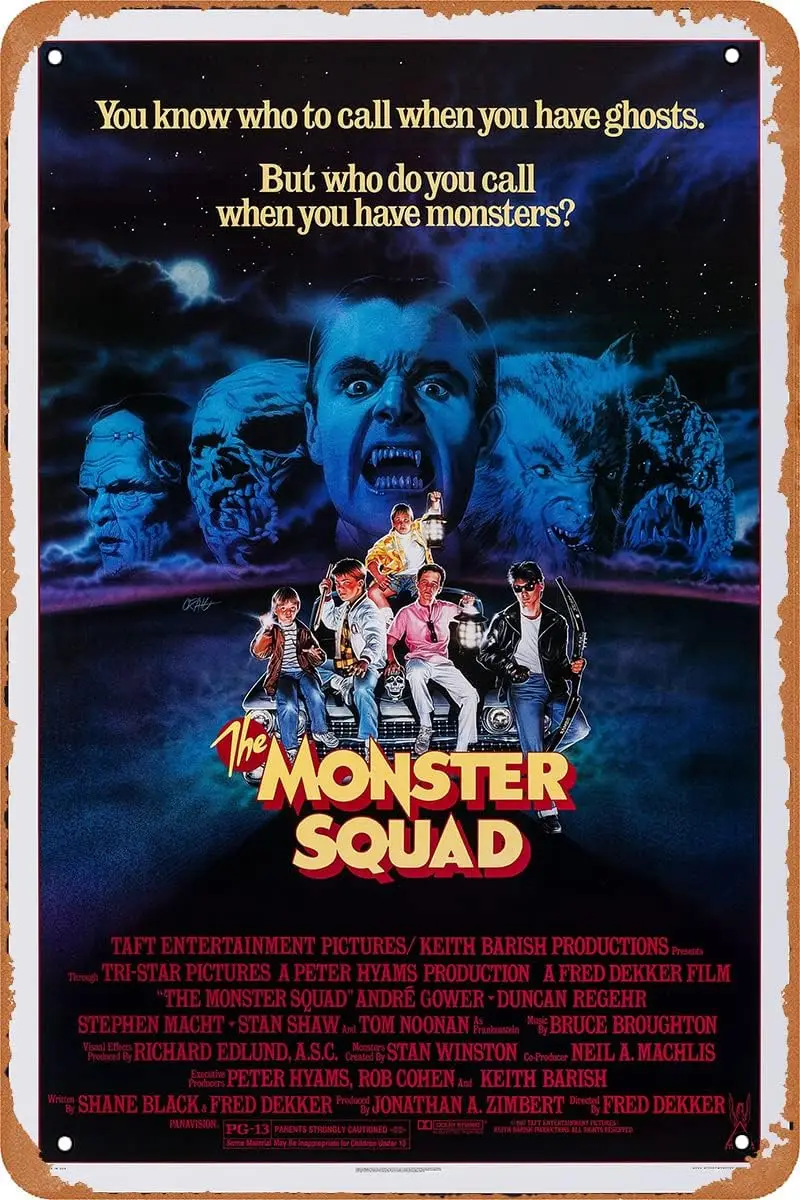 Vintage Movie Tin Sign,The Monster Squad Horror Film Poster for Bar Pub Home Coffee Wall Decor Metal Plaque Poster 8x12 Inc sign
