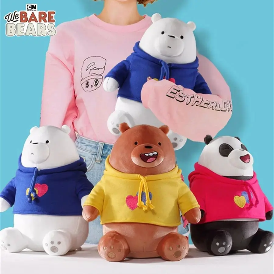 We Bare Bears Cartoon peluche felpe con cappuccio Grizzly Panda Ice Bear Soft peluche bambola peluche Anime Figure Toys For Kids Gift