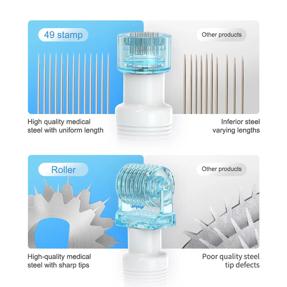 3 em 1 s1 derma rolo carimbo microagulha dermastamp 49pin 64pin 112pin substituir cabeça cartucho dicas agulha dermaroller beleza pele
