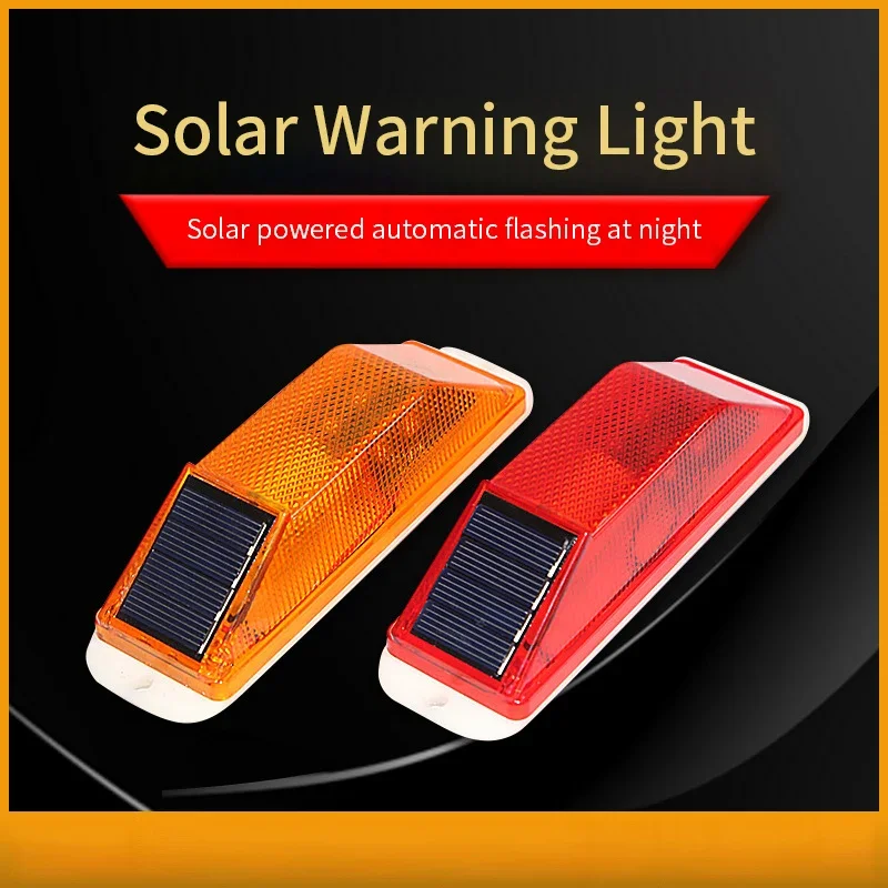 2pcs Warning LED Lamp Strobe Solar Lamp Solar Warning Lamp Chip Control Bridge Night Driving Safety Light Traffic Caution Light