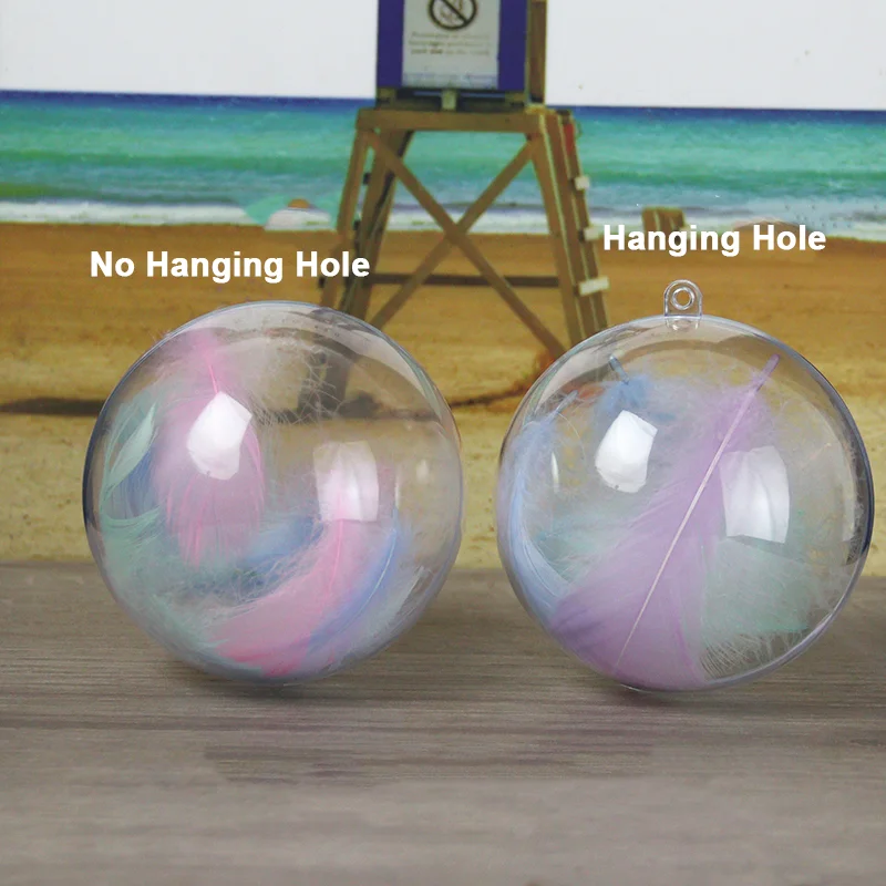 30/40/50/60/70-160mm Transparent Ball No Hanging Hole Plastic Hollow Ball Christmas Accessories Wedding Gifts Party DIY Handmade