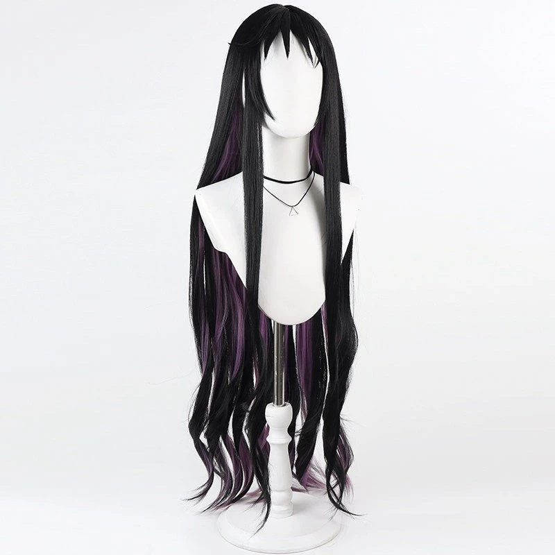 Anime Kagari Hibana Cosplay Wig Long Black Purple Two Tone Heat Resistant Synthetic Scalp Top For Halloween Party Women