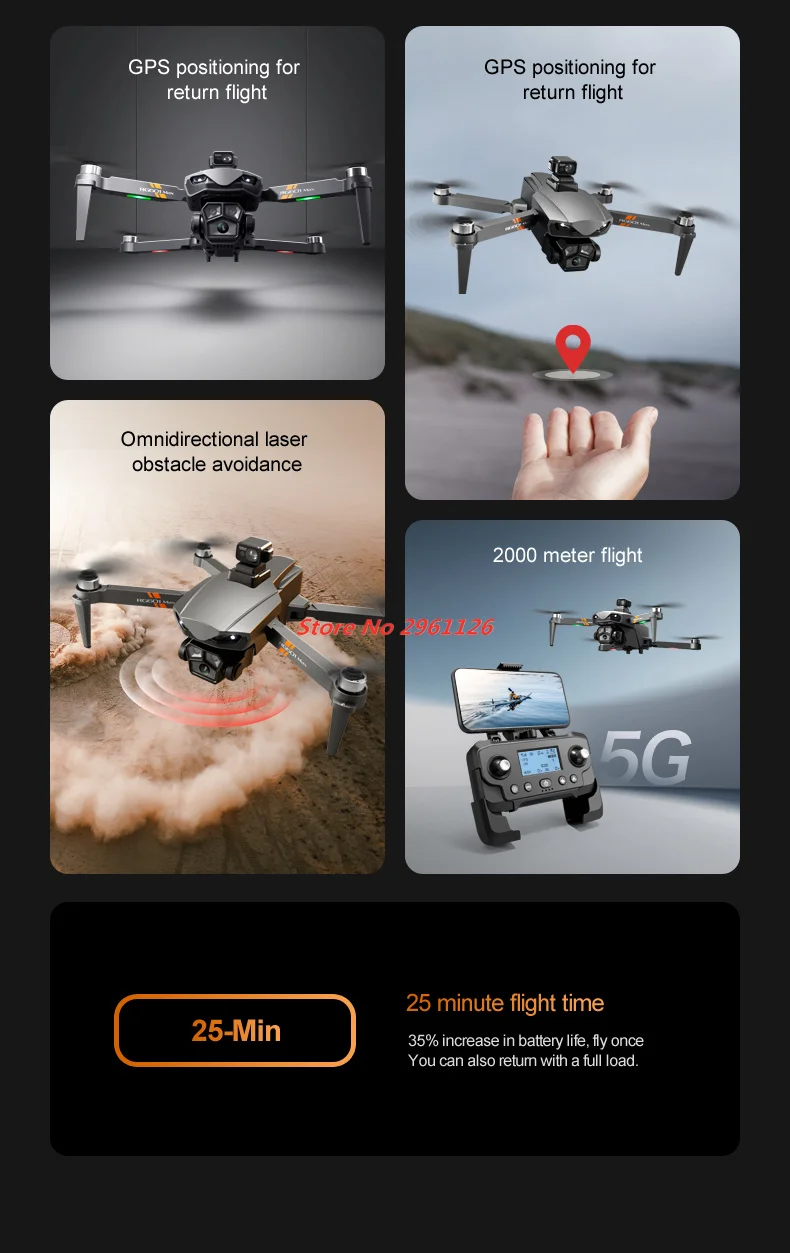 8K Obstacle Avoidance Drone 8K Dual Camera Aerial Photography Quadcopter Option Flow Location Brushless RC Dron Aircraft Toy Gif