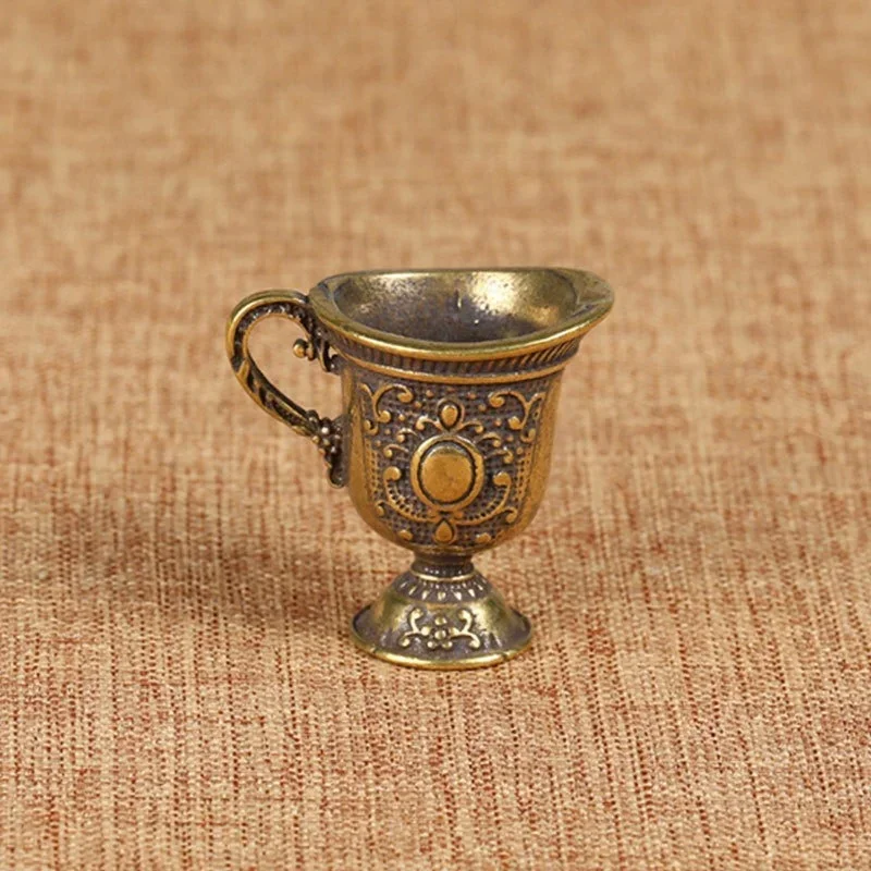 2026 Antique Small Copperware Buddha Tea Set Copper Teacup Brass Keychain Pendant Home Living Room Decoration Crafts Gift