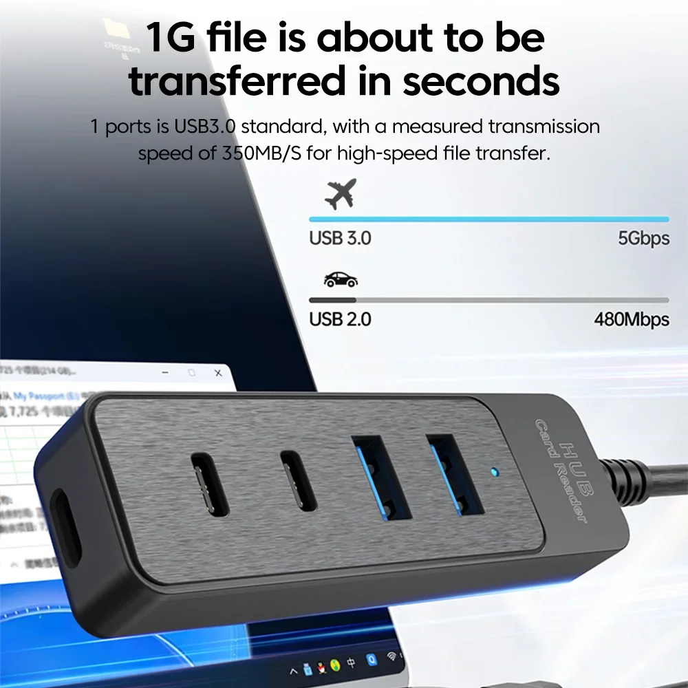 USB 3.0 محول الطاقة 4 ميناء متعدد USB الفاصل SD TF USB 2.0 نوع C HUB متعددة المتوسع عالية السرعة لملحقات الكمبيوتر