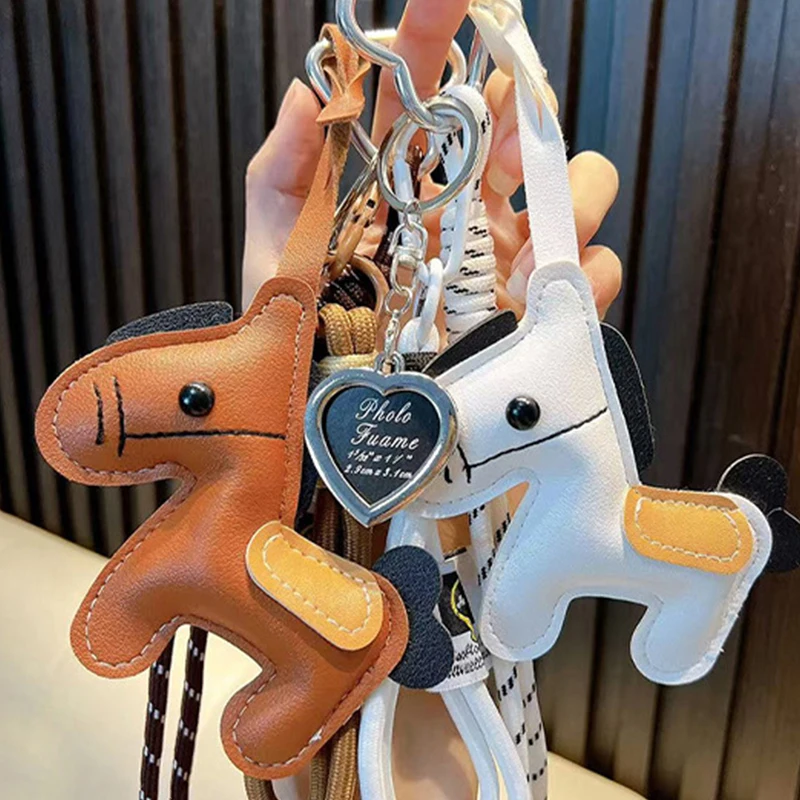 1PC Leder Pony Schlüsselbund Geflochtenen Seil Rucksack Anhänger Für Telefon Tasche Hängen Zubehör DIY Dekoration Handtasche Strap Schlüssel Ringe