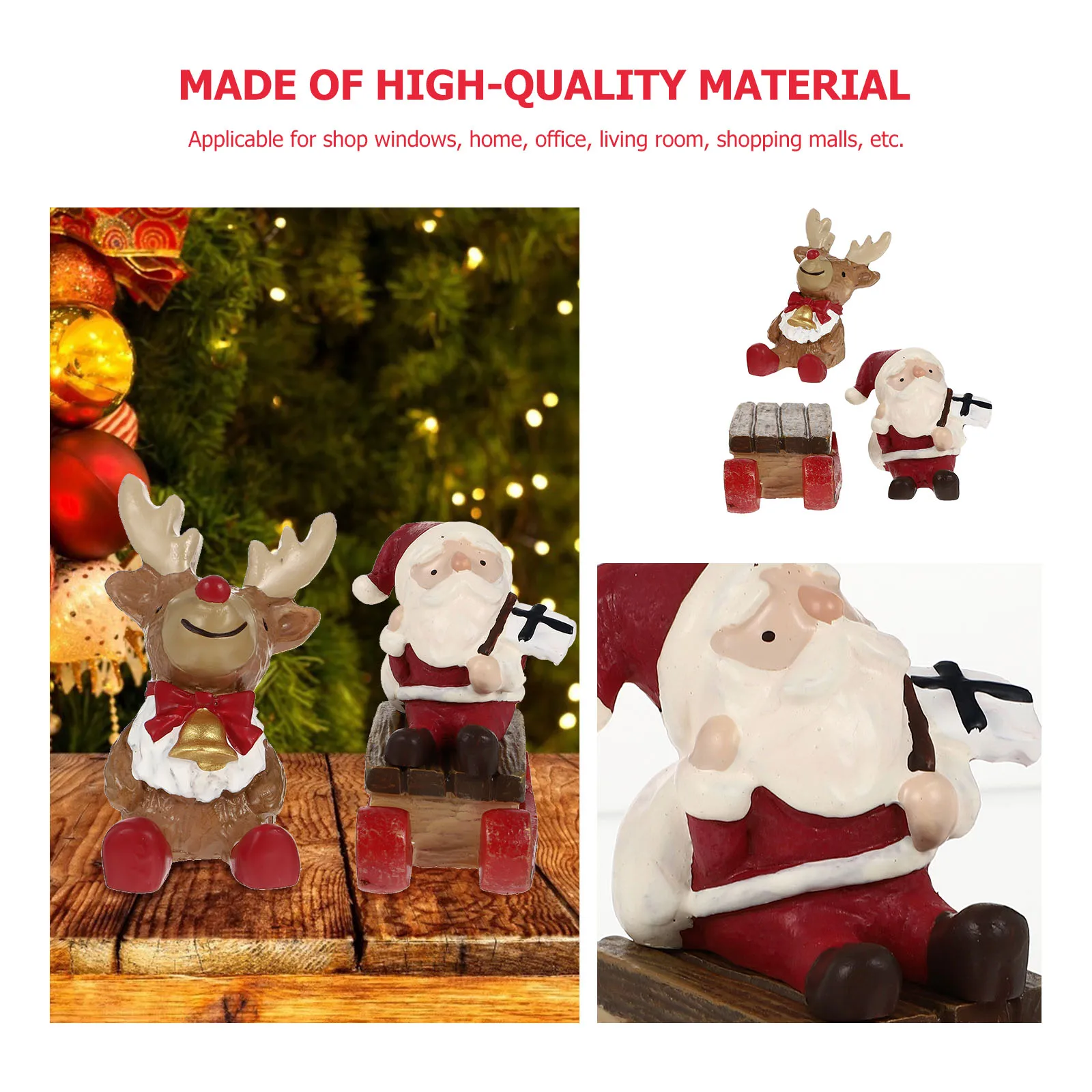 

3 Pcs Christmas Ornaments Desktop Decorations Artificial Miniature Resin Colourful Crafts